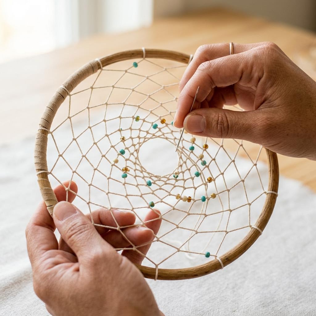 Step 3: Continuing the Web and Adding Beads